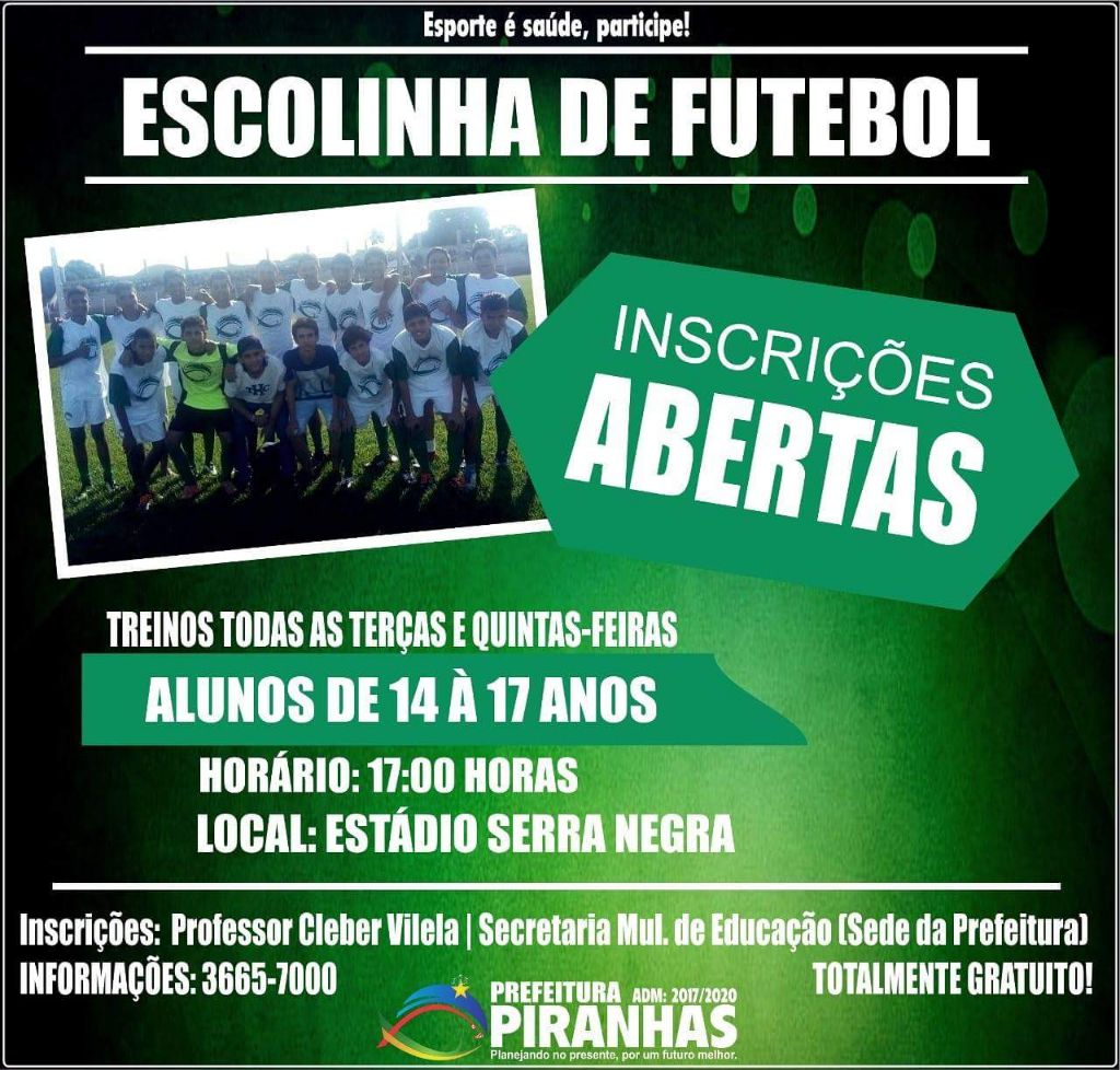 Prefeitura abre inscrições para Escolinha de Futebol no